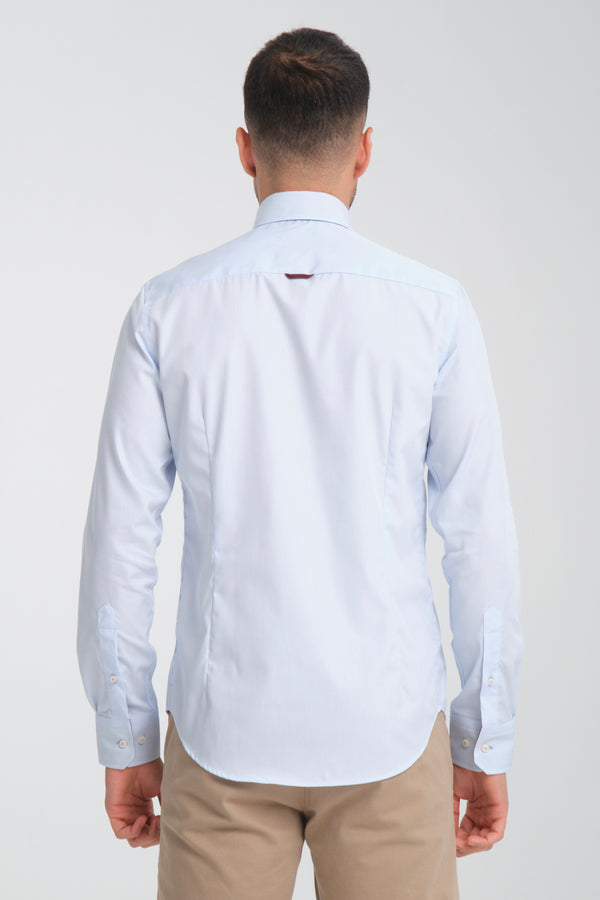 Chemise Homme Sport Popelin Blanc Bleu clair Sans repassage