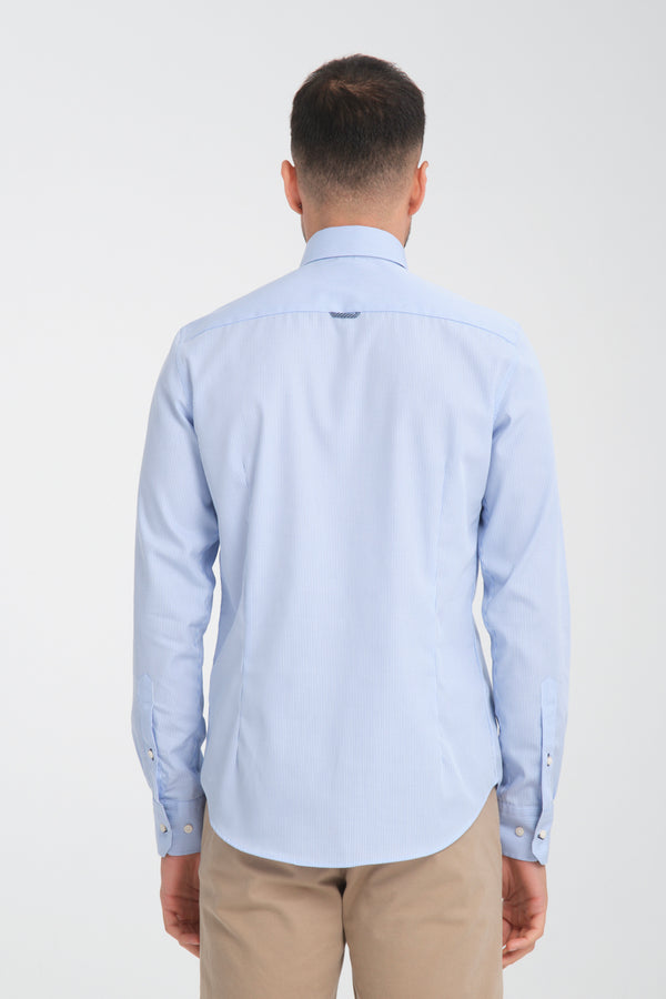 Sport Poplin Man Shirt Blue White Non Iron