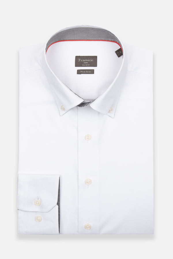 Camicia Uomo Sport Twill Bianco No Stiro