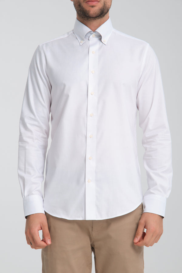 Camicia Uomo Sport Twill Bianco No Stiro