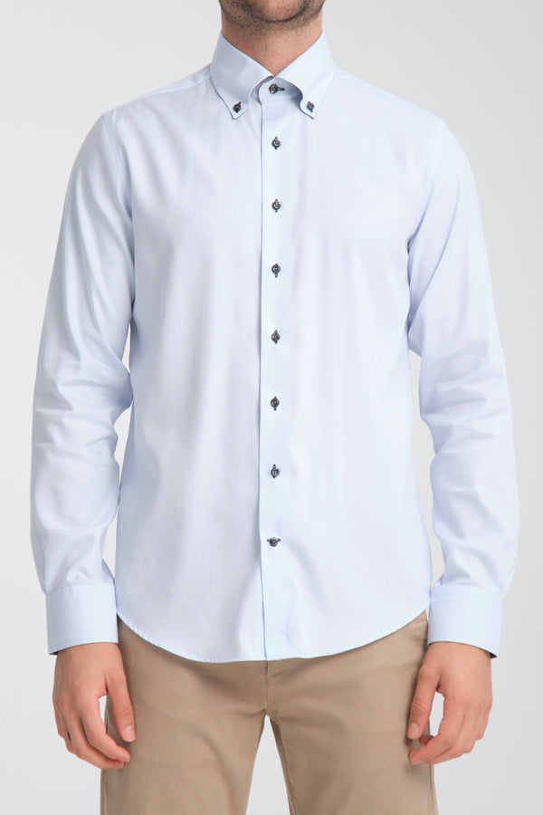 Camisa Hombre Sport Twill Azul Sin plancha