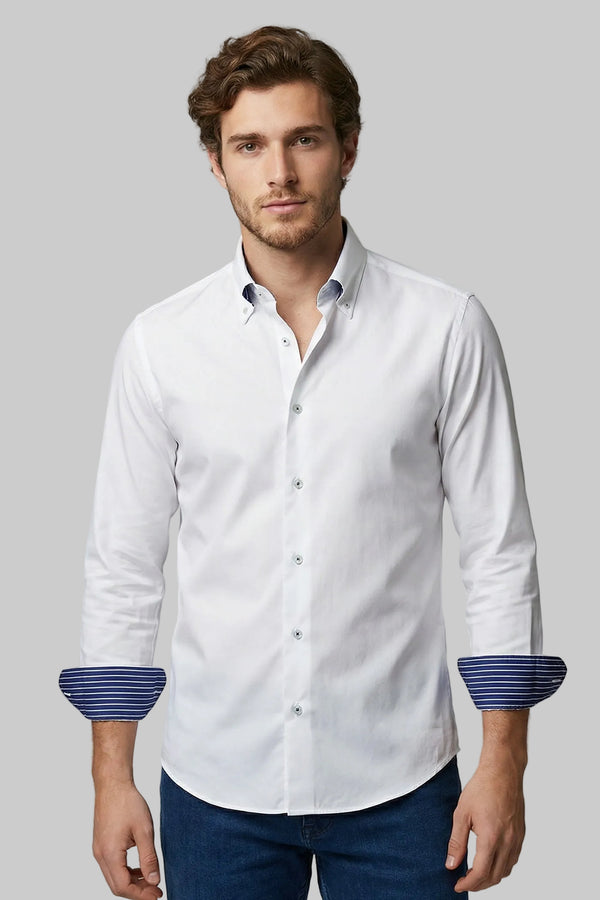 Herren Hemd Popelin Weiss Buegelfreie