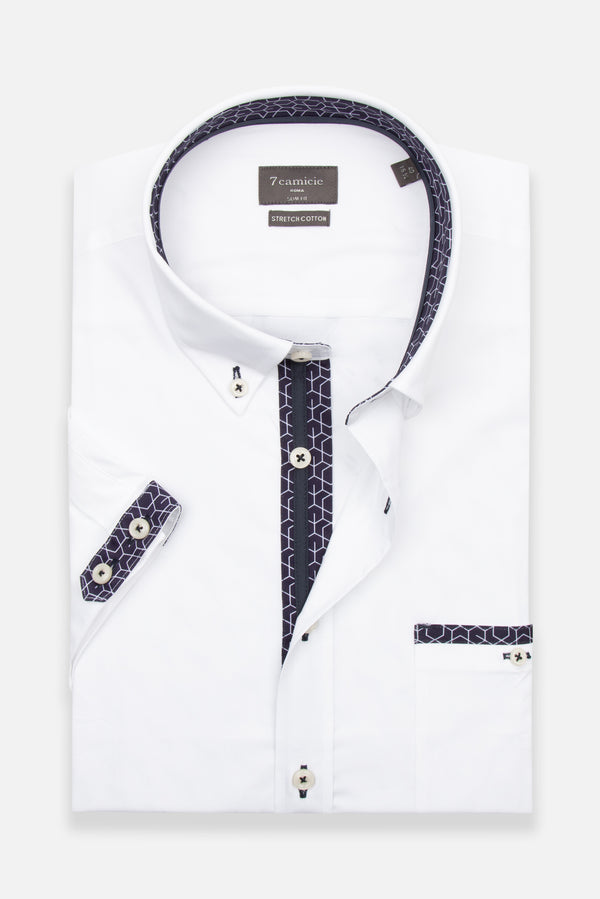 Iconic Poplin Stretch Man Shirt Short Sleeve White