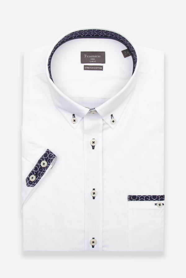 Iconic Poplin Stretch Man Shirt Short Sleeve White