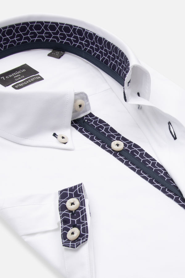 Iconic Poplin Stretch Man Shirt Short Sleeve White