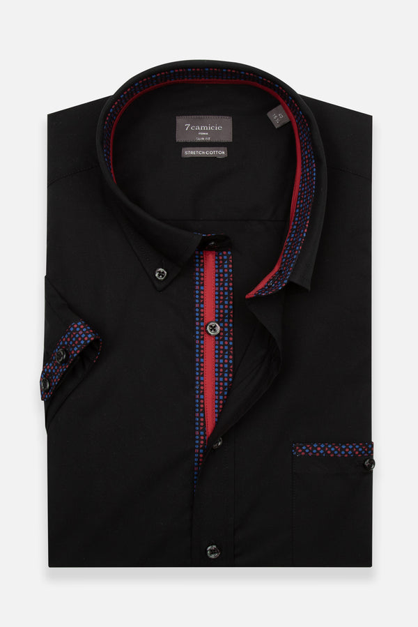 Poplin Stretch Man Shirt Black
