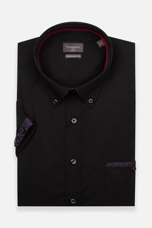 Poplin Stretch Man Shirt Black