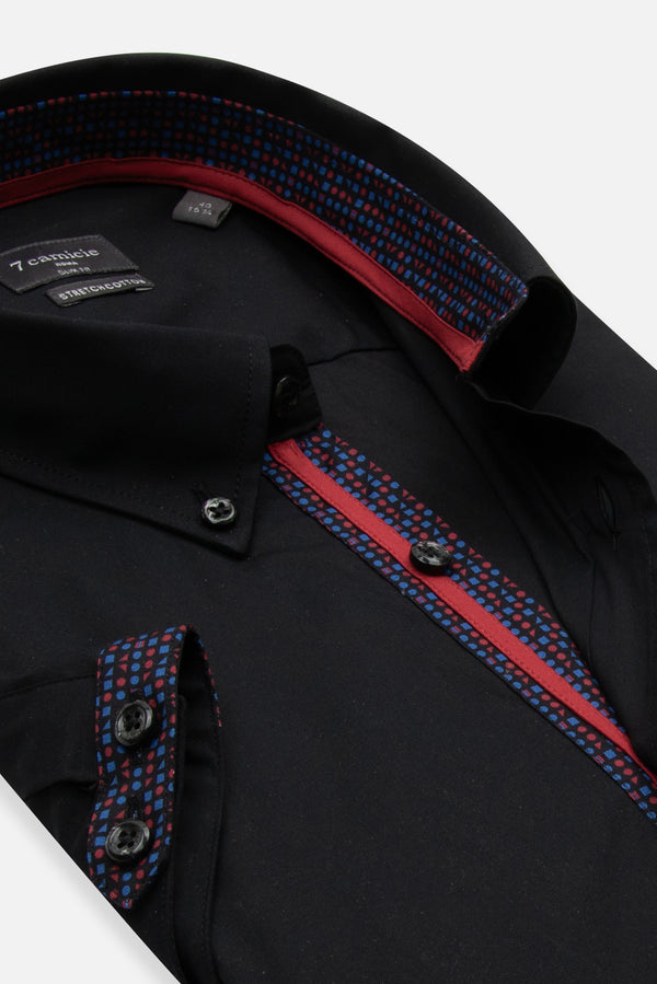 Poplin Stretch Man Shirt Black