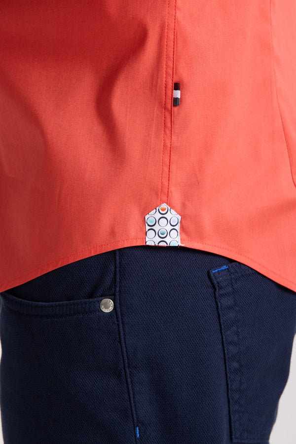 Herren Hemd Kurzarm Poplin Stretch Rot