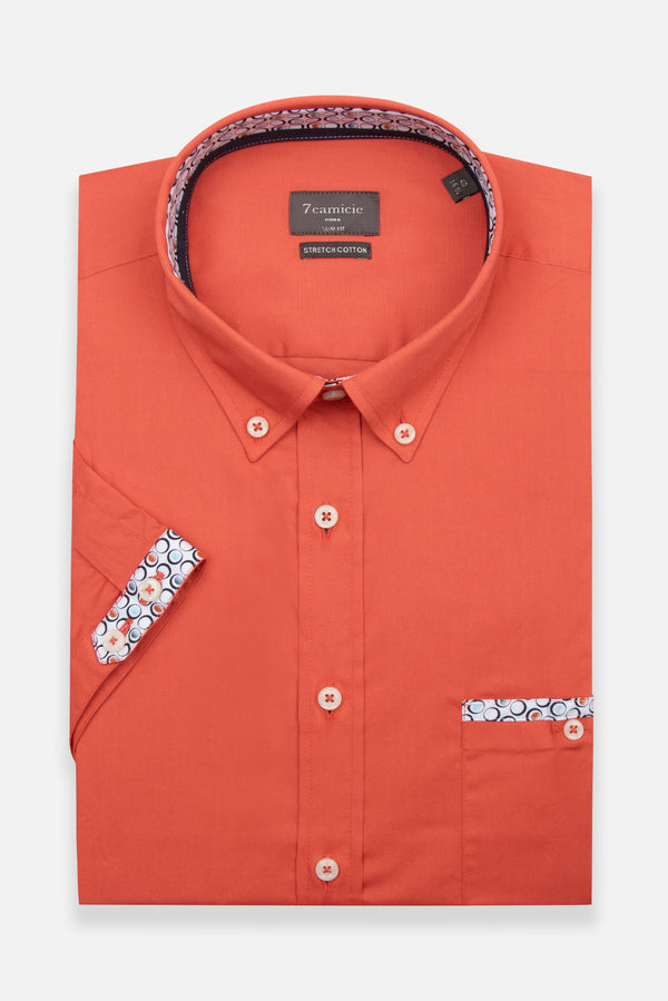 Iconic Poplin Stretch Man Shirt Short Sleeve Red
