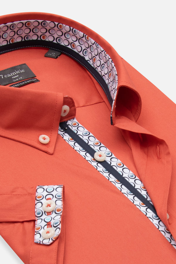 Iconic Poplin Stretch Man Shirt Short Sleeve Red