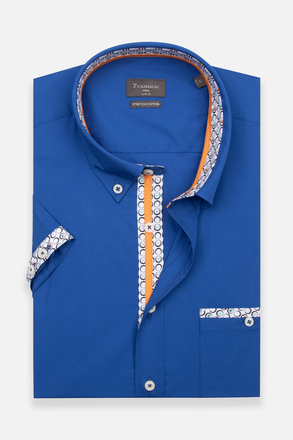 Herren Hemd Kurzarm Poplin Stretch Navy blau