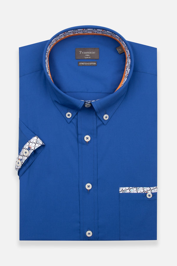 Herren Hemd Kurzarm Poplin Stretch Navy blau
