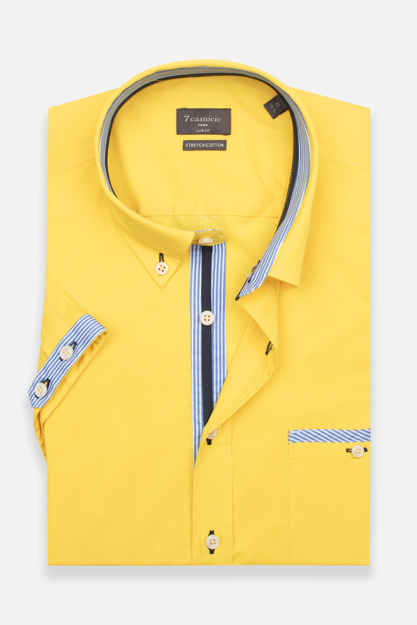 Iconic Poplin Stretch Man Shirt Short Sleeve Yellow