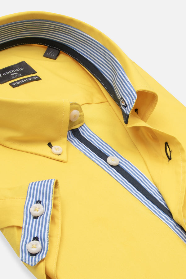 Iconic Poplin Stretch Man Shirt Short Sleeve Yellow