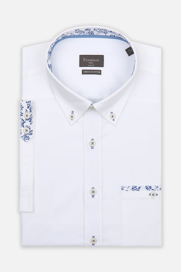 Chemise Homme Manche Courte Iconic Popelin Stretch Blanc