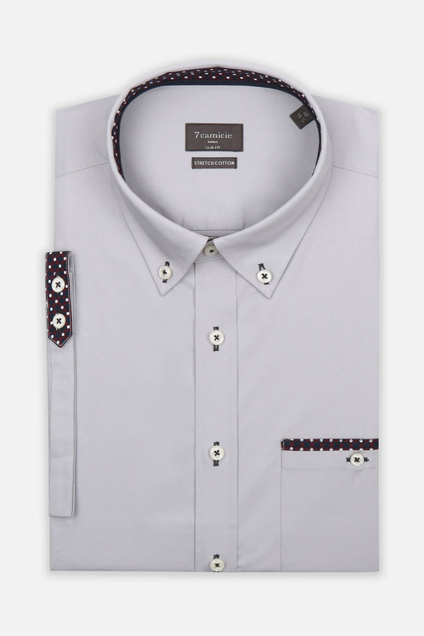 Iconic Herren Hemd Kurzarm Poplin Stretch Grau