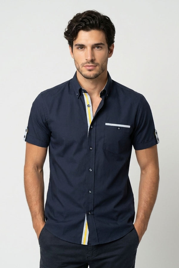 Iconic Herren Hemd Kurzarm Poplin Stretch Blau