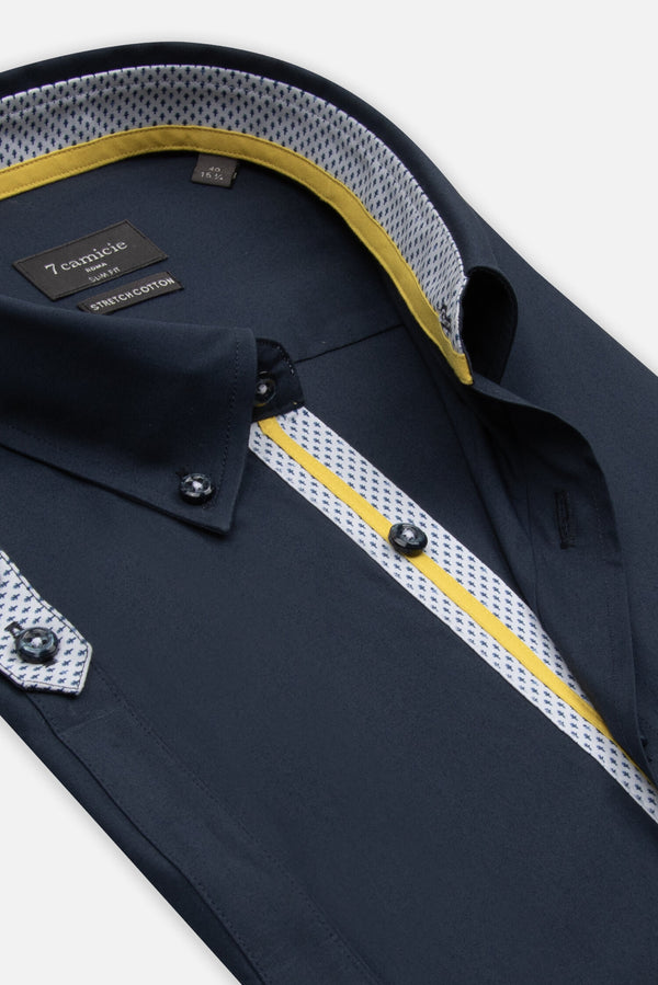 Iconic Herren Hemd Kurzarm Poplin Stretch Blau