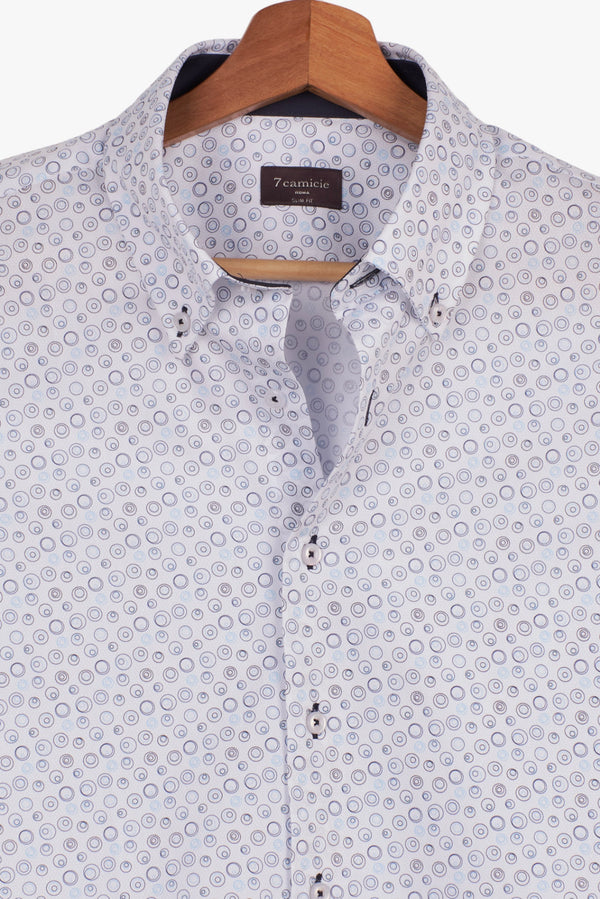 Camicia Uomo Manica Corta Leonardo Sport Armaturato Bianco Celeste