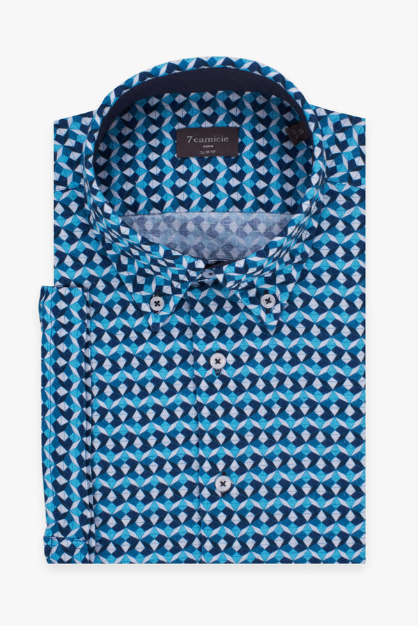 Camisa Hombre Manga corta Leonardo Sport Lino Azul Azul Claro