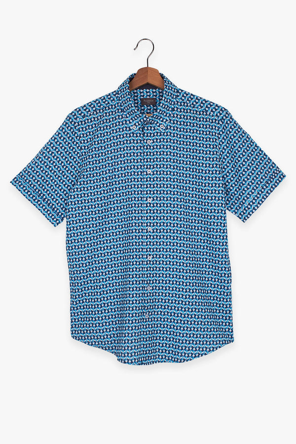 Camisa Hombre Manga corta Leonardo Sport Lino Azul Azul Claro