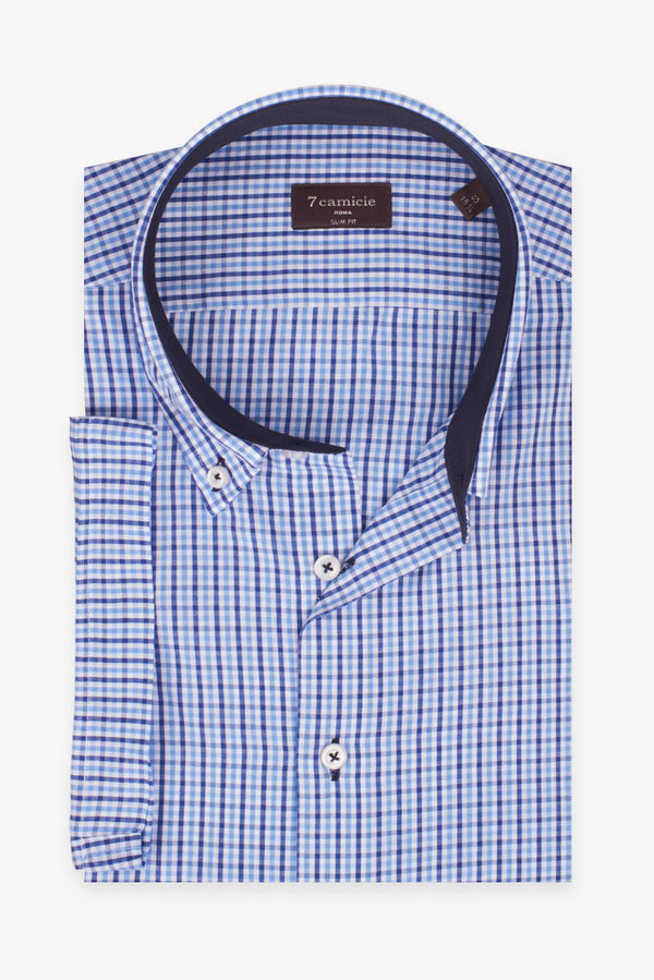 Camicia Uomo Manica Corta Leonardo Sport Popelin Blu Celeste