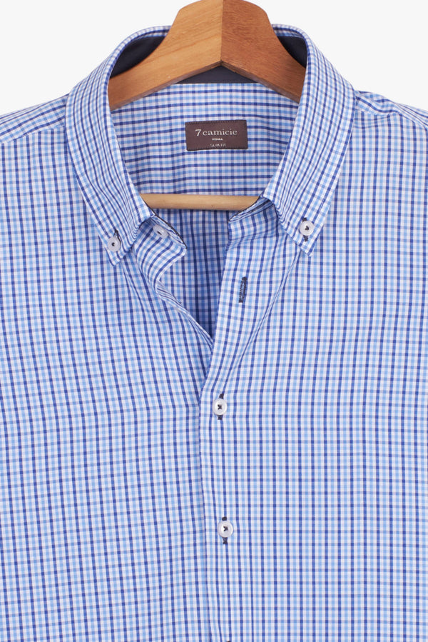 Camicia Uomo Manica Corta Leonardo Sport Popelin Blu Celeste