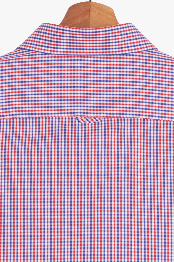 Chemise Homme Manche Courte Leonardo Sport Popelin Bleu Rouge