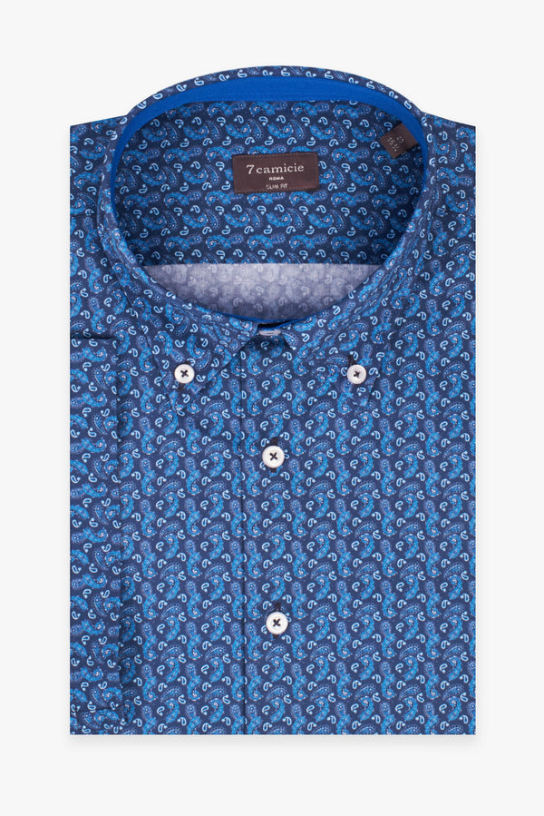 Leonardo Sport Poplin Man Shirt Short Sleeve Blue Light Blue