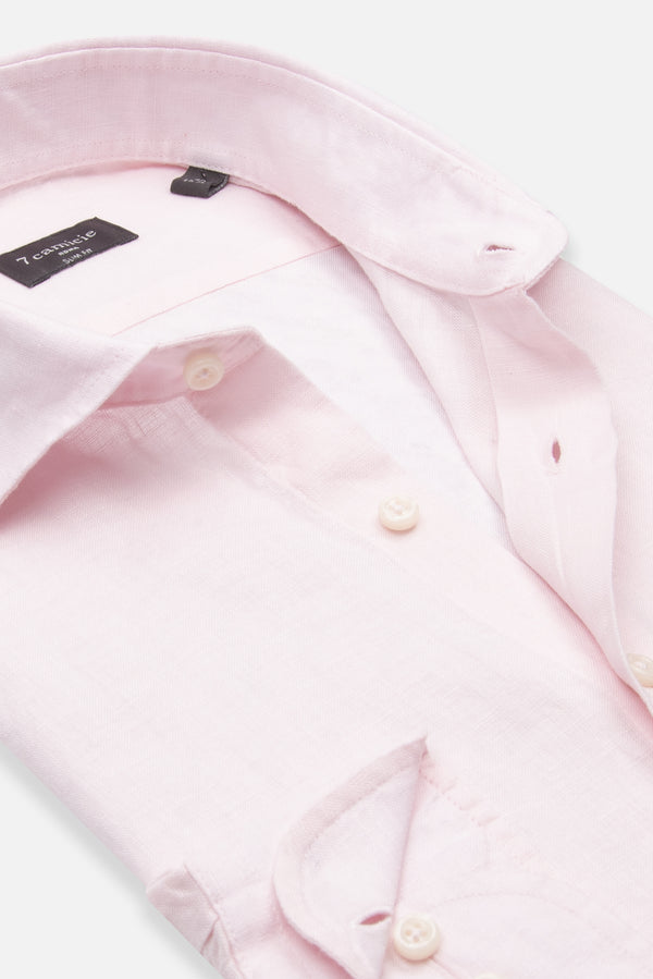 Leonardo Sport Linen Man Shirt Short Sleeve Pink