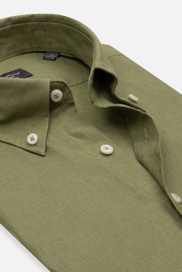 Leonardo Sport Linen Man Shirt Short Sleeve Green