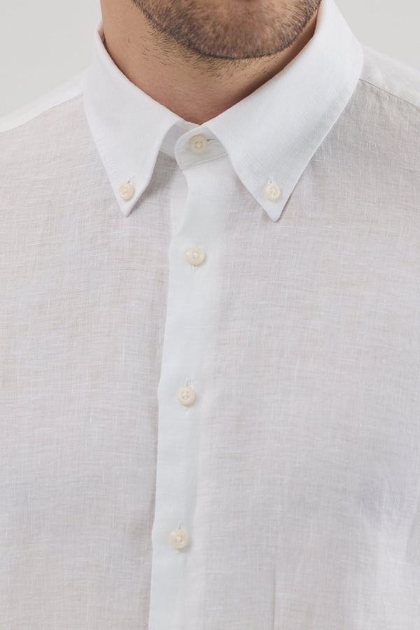 Camisa Hombre Manga corta Leonardo Sport Lino Blanco