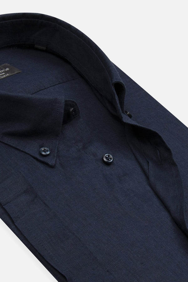 Camicia Uomo Manica Corta Leonardo Sport Lino Blu