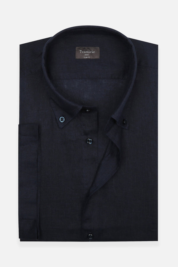 Camicia Uomo Manica Corta Leonardo Sport Lino Blu