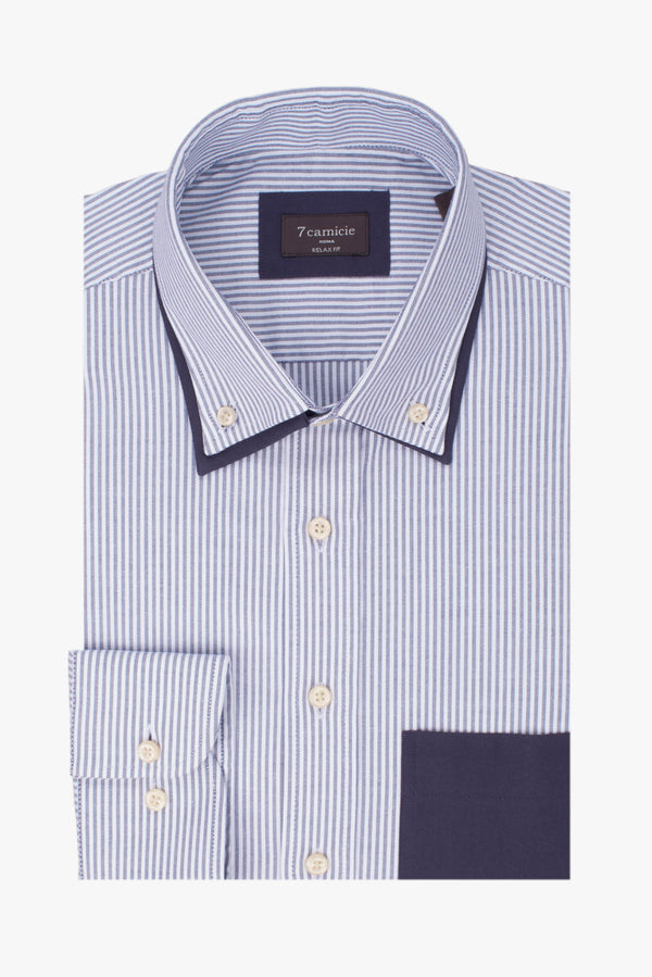 Camicia Uomo Sport Oxford Blu Bianco