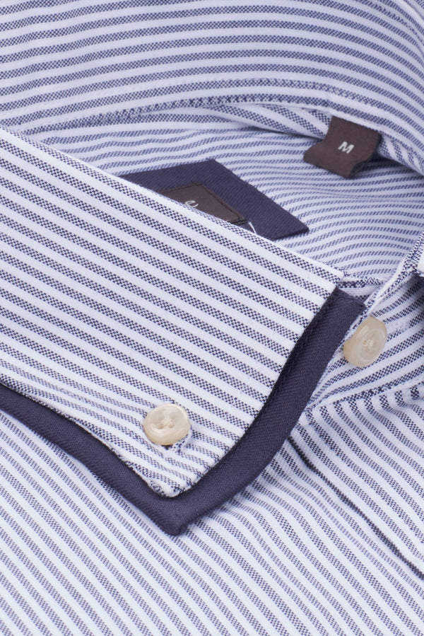 Camicia Uomo Sport Oxford Blu Bianco