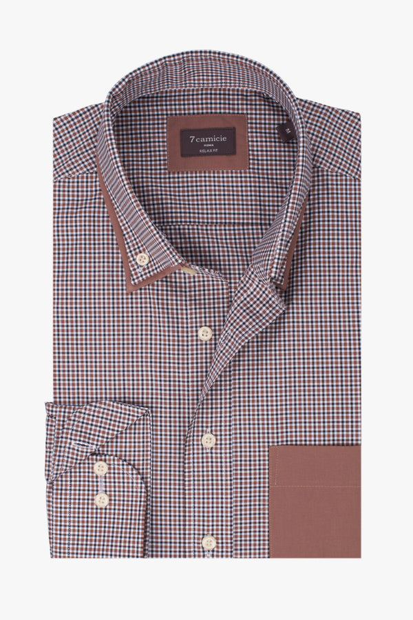 Sport Poplin Stretch Man Shirt Brown White