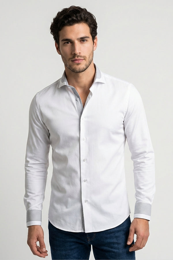 Camisa Hombre Francesco Iconic Popelin Stretch Blanco