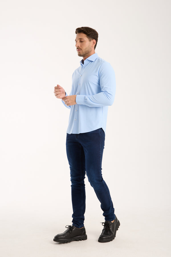 Essentials Tencel Man Shirt Light Blue