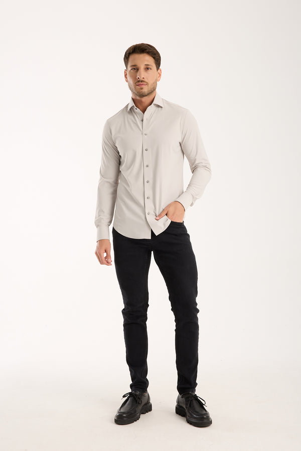 Essentials Tencel Man Shirt Light Grey