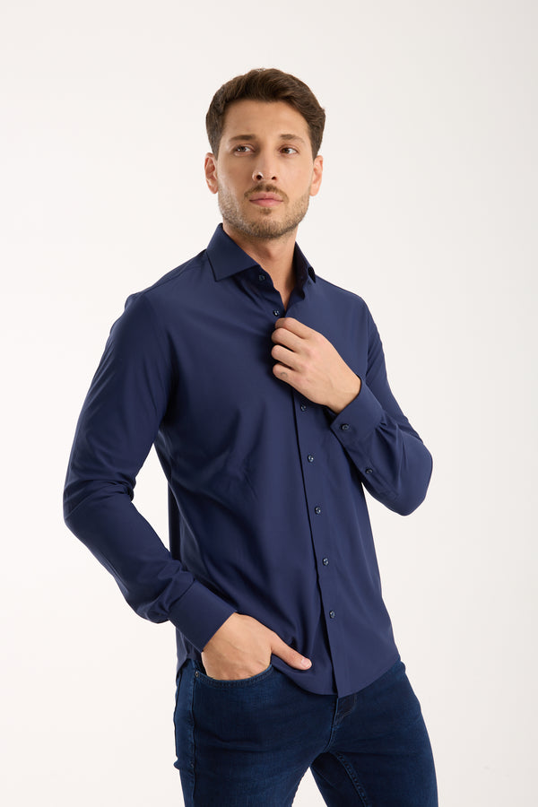 Essentials Tencel Man Shirt Blue