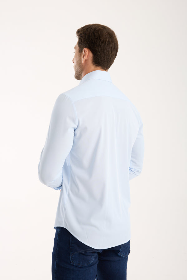 Essentials Tencel Man Shirt Light Blue White
