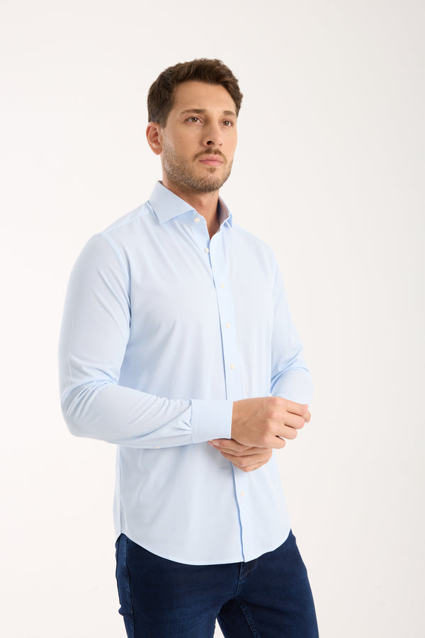 Essentials Tencel Man Shirt Light Blue White