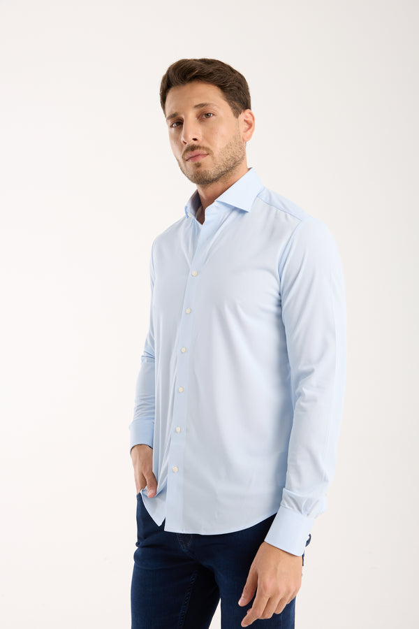 Essentials Tencel Man Shirt Light Blue White