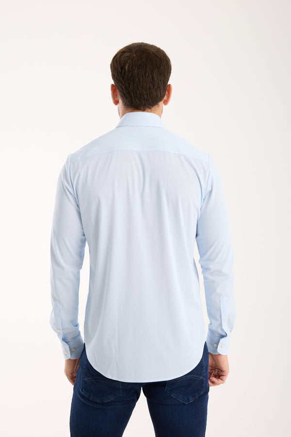 Essentials Tencel Man Shirt Light Blue White