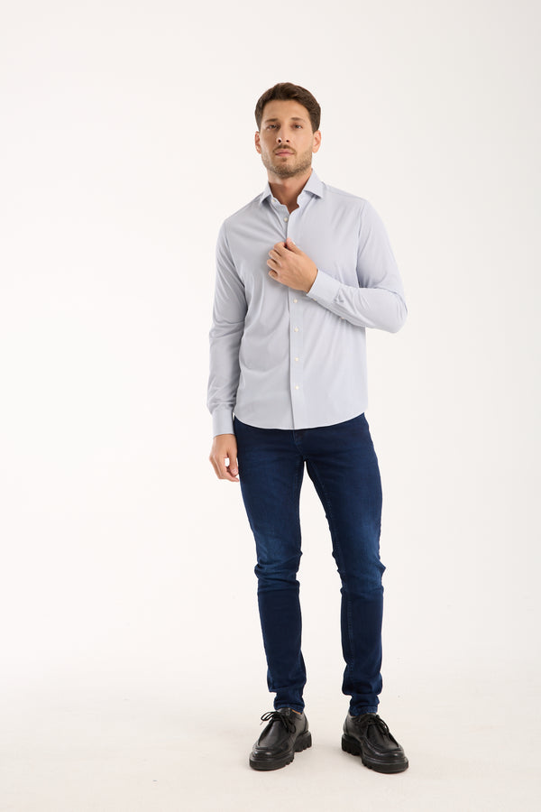 Essentials Tencel Man Shirt Blue White