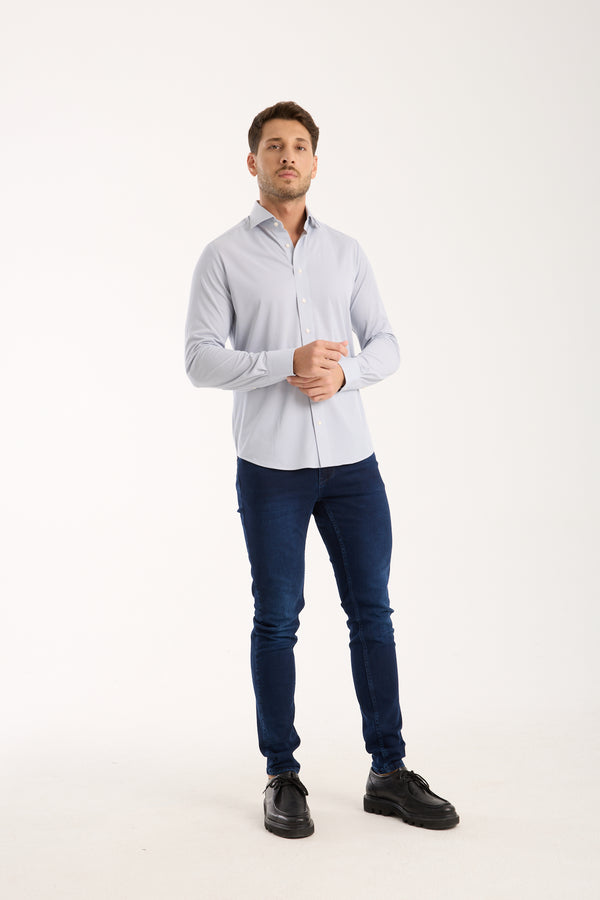 Essentials Tencel Man Shirt Blue White