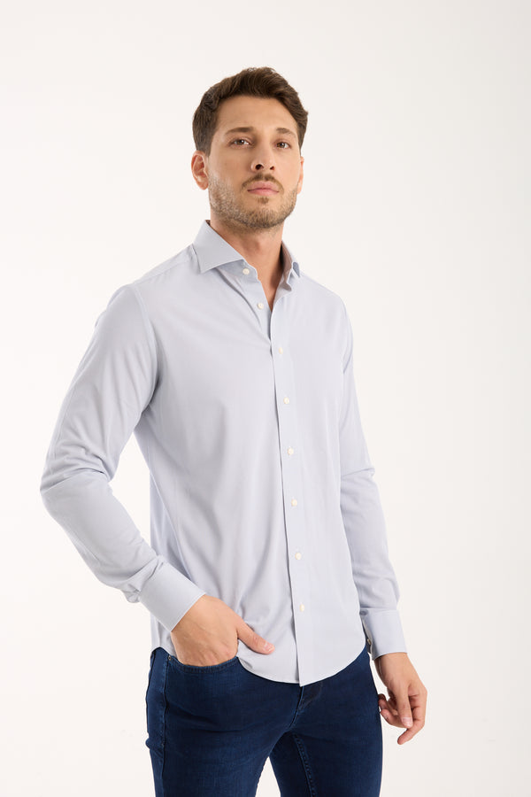Essentials Tencel Man Shirt Blue White