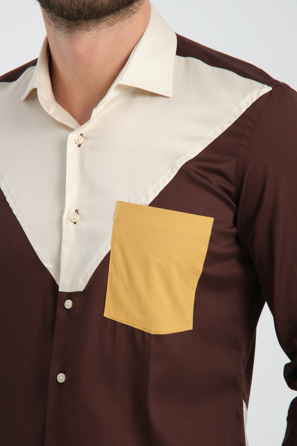 Camisa Hombre Sport Satin Marron